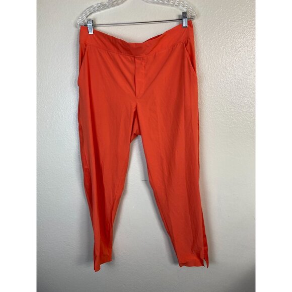 Athleta Brooklyn Ankle Pant Size 12 Orange Pullon Zip Pockets - Picture 1 of 16